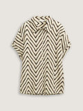 Linen Short Sleeve Blouse - Natural Zig Zag