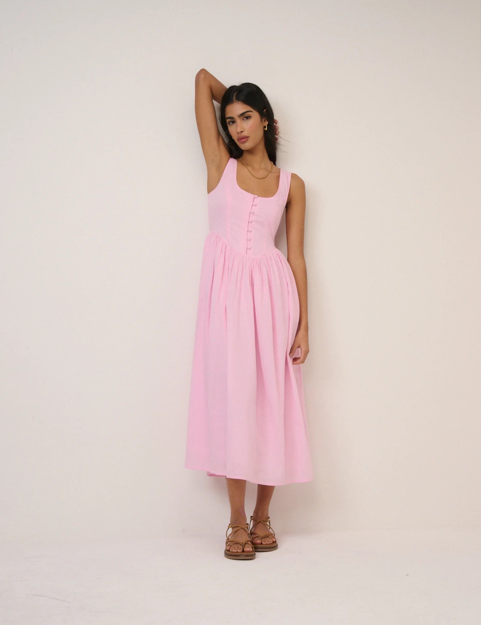 Cora Midi Dress - Pink