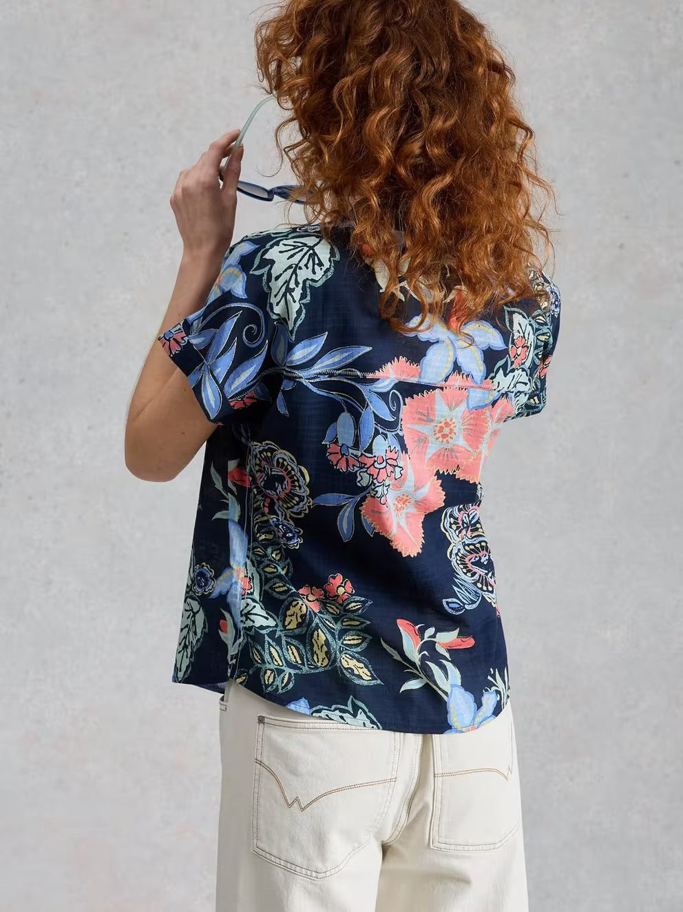 Orla Button Through Shirt - Navy Multi