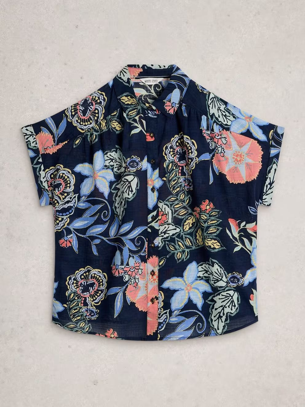Orla Button Through Shirt - Navy Multi