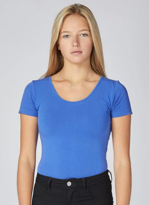 Bamboo Short Sleeve Scoop Neck Top S