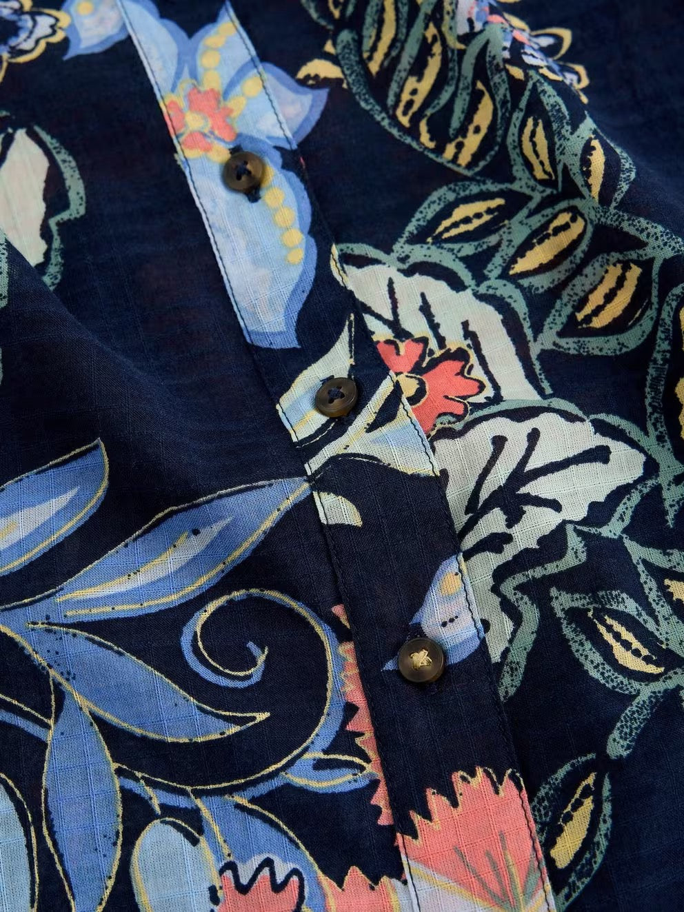 Orla Button Through Shirt - Navy Multi