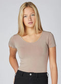 Bamboo Short Sleeve Scoop Neck Top S