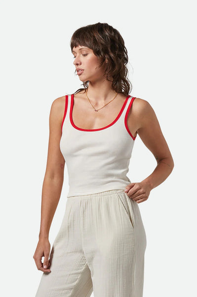 Ringer Organic A Tank - Off White/Crimson