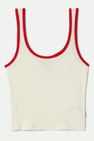 Ringer Organic A Tank - Off White/Crimson