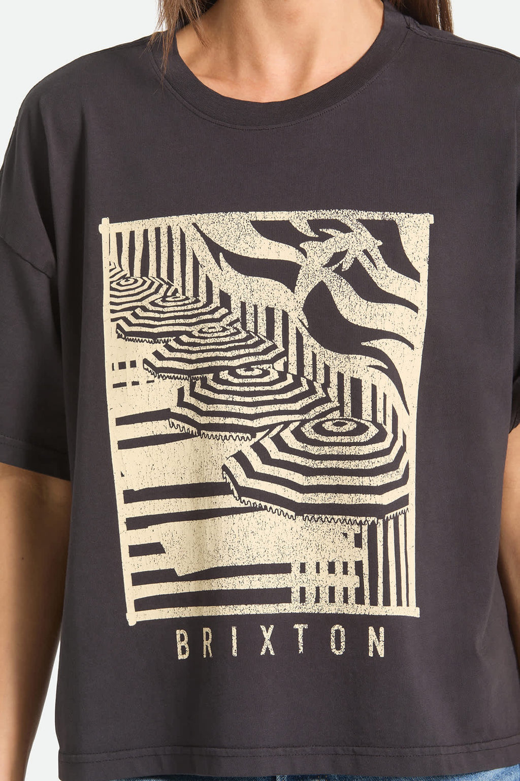 Poolside Boxy Crew Tee - Washed Black