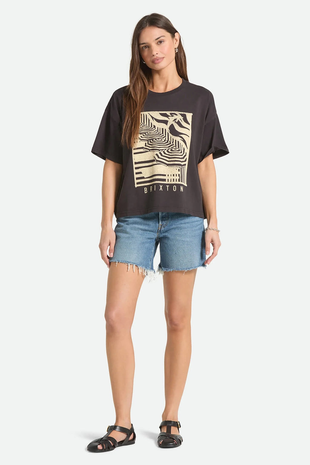 Poolside Boxy Crew Tee - Washed Black