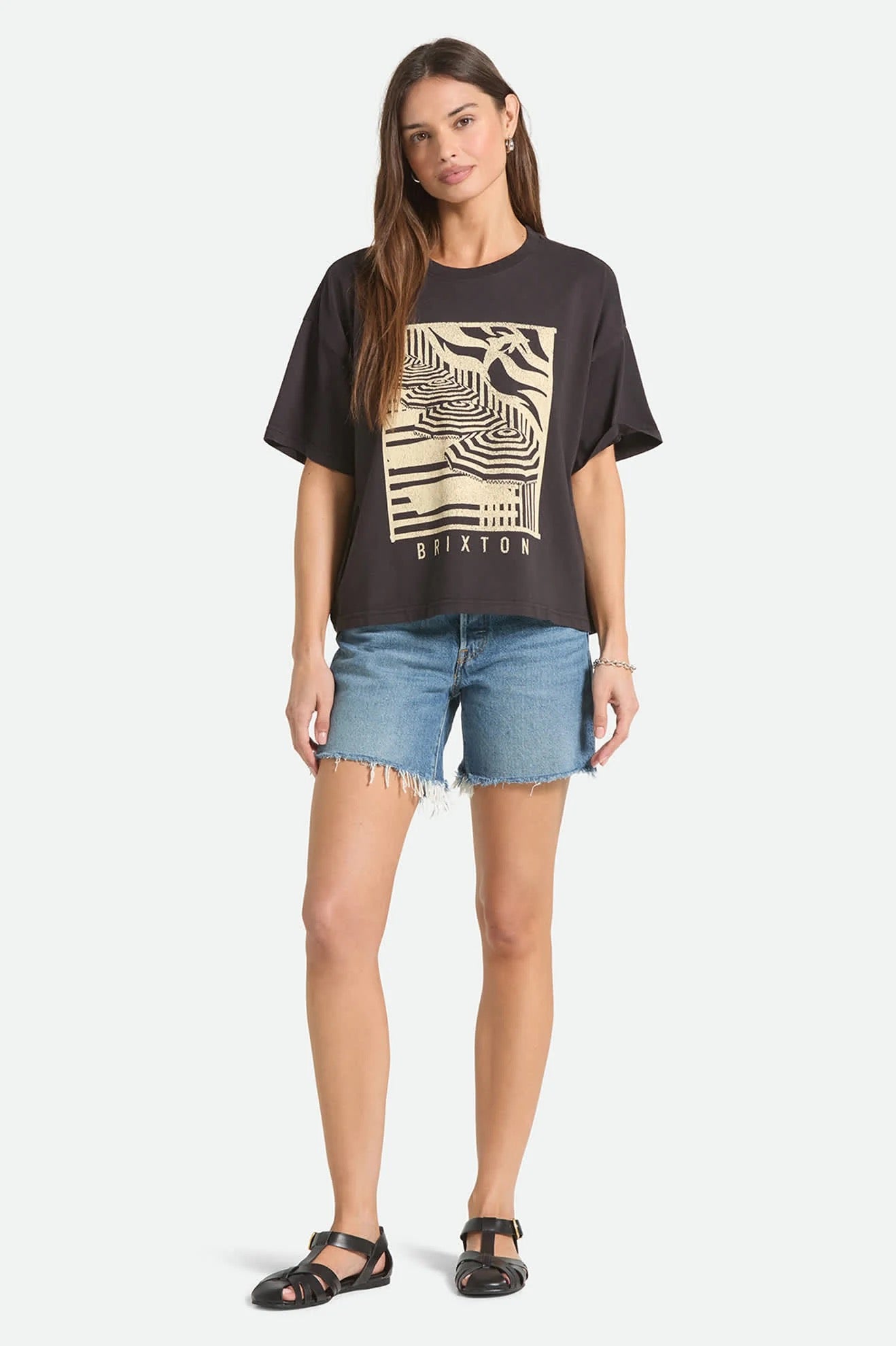 Poolside Boxy Crew Tee - Washed Black