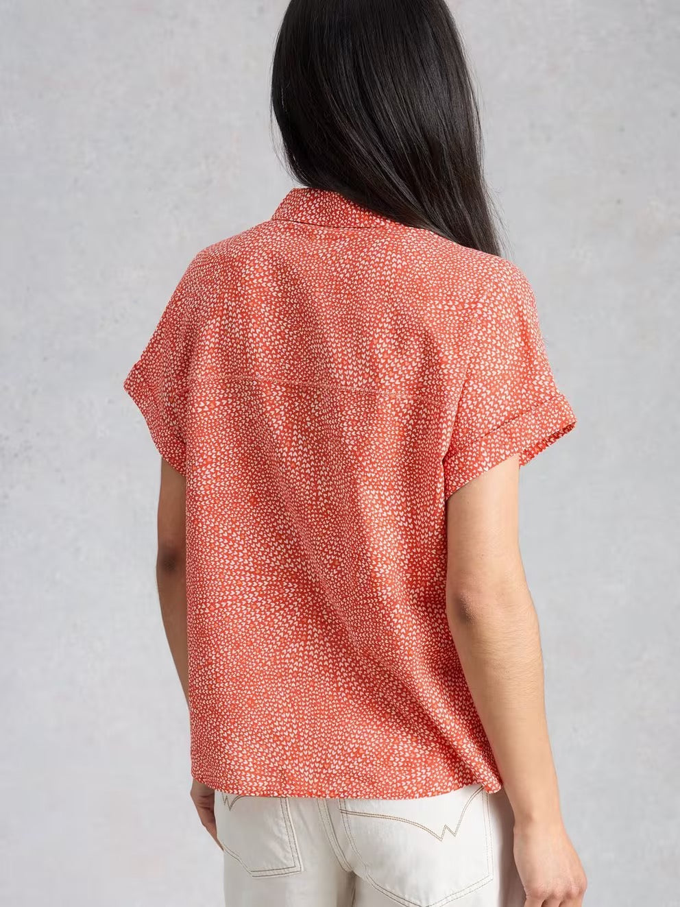 Orla Button Through Shirt - Red Print