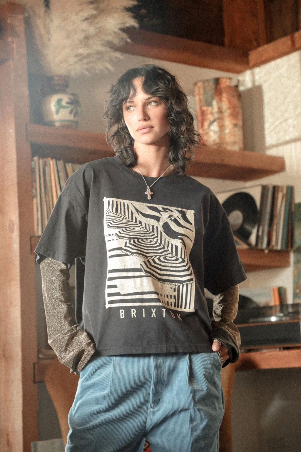 Poolside Boxy Crew Tee - Washed Black