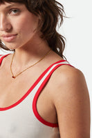 Ringer Organic A Tank - Off White/Crimson