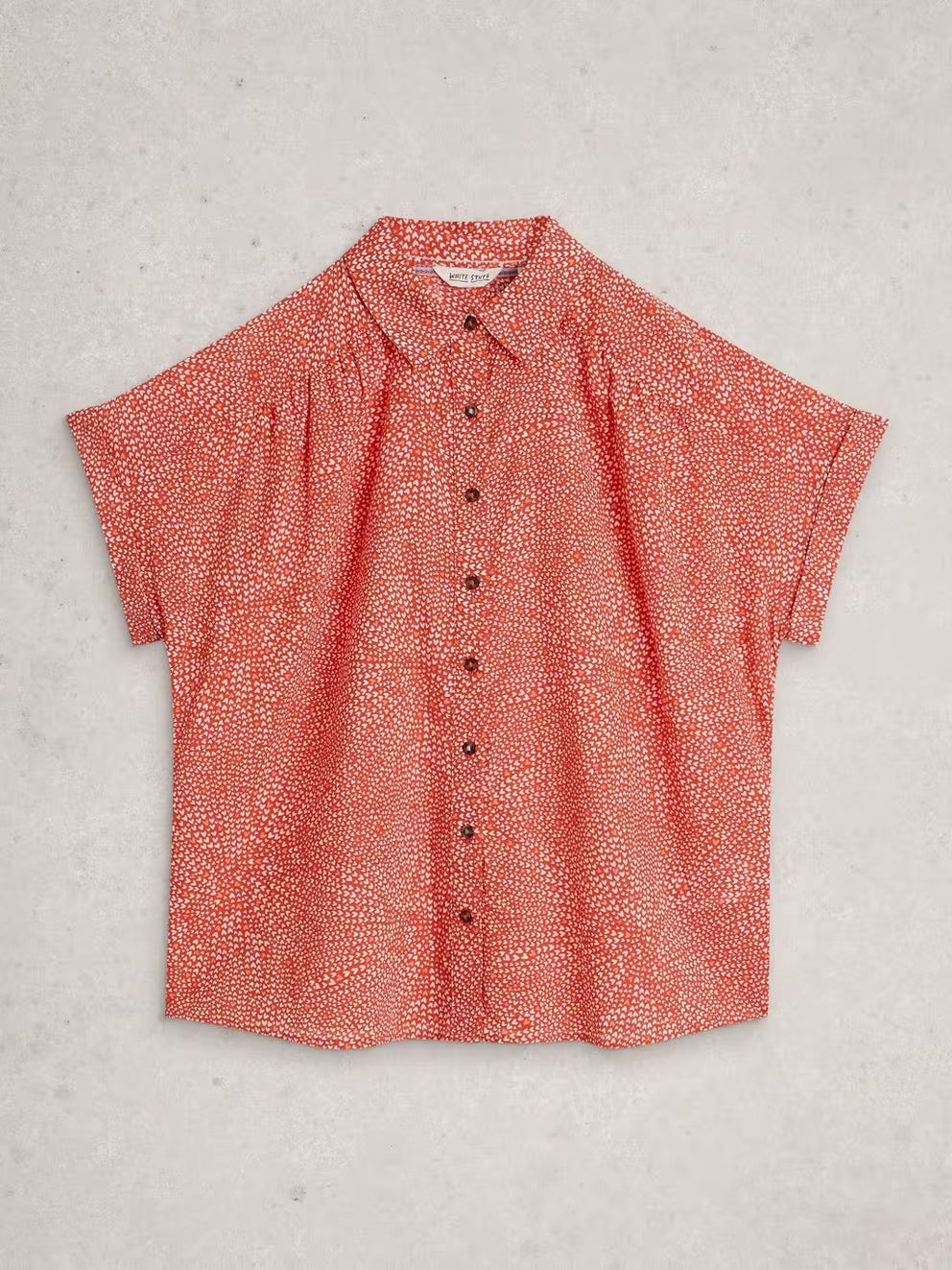 Orla Button Through Shirt - Red Print