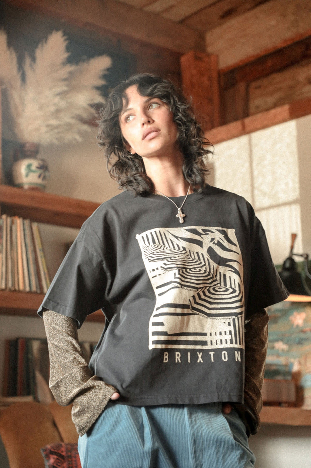 Poolside Boxy Crew Tee - Washed Black