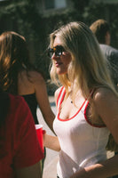 Ringer Organic A Tank - Off White/Crimson