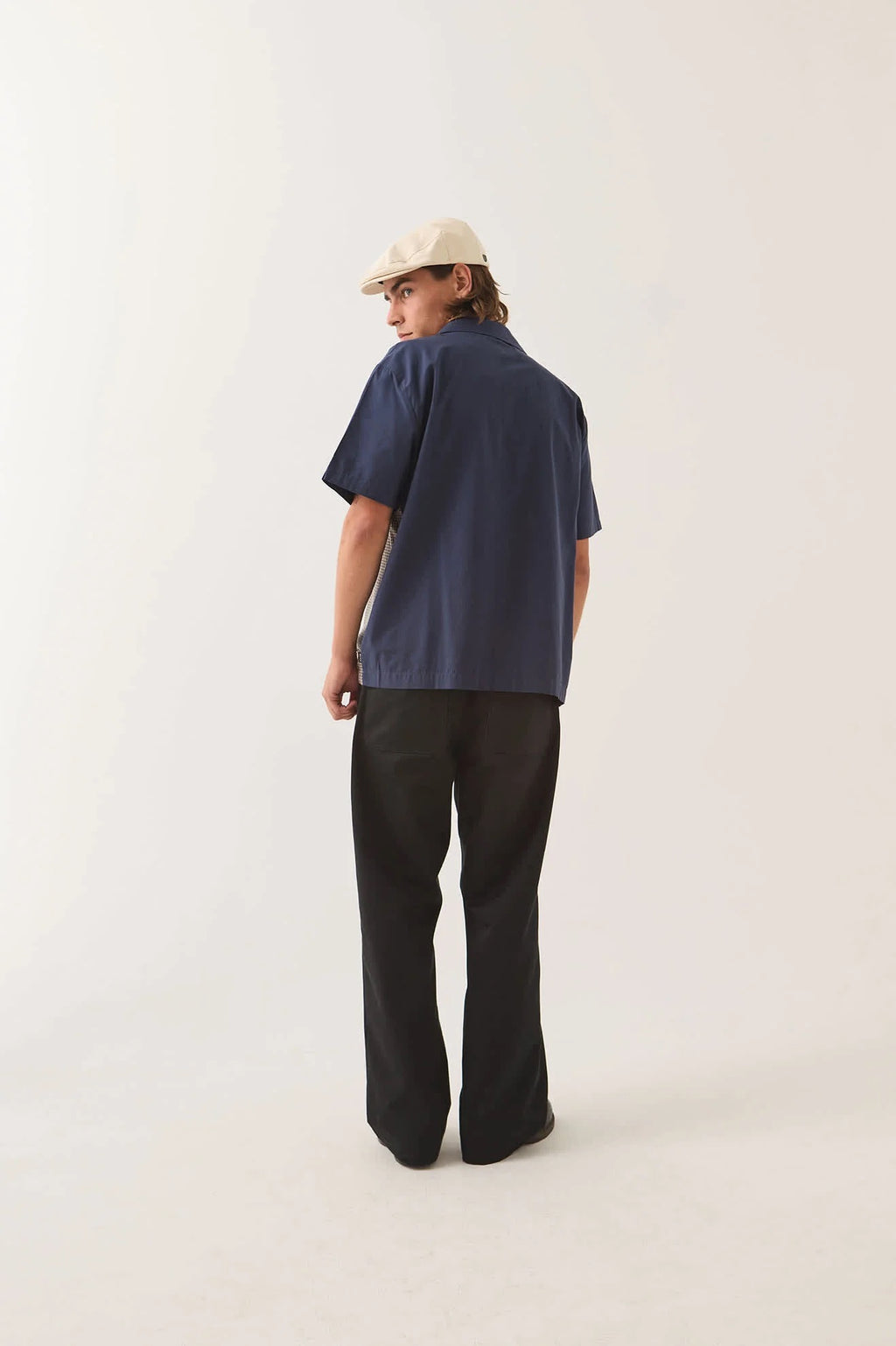 Cru Short Sleeve Woven - Classic Navy Colourblocked