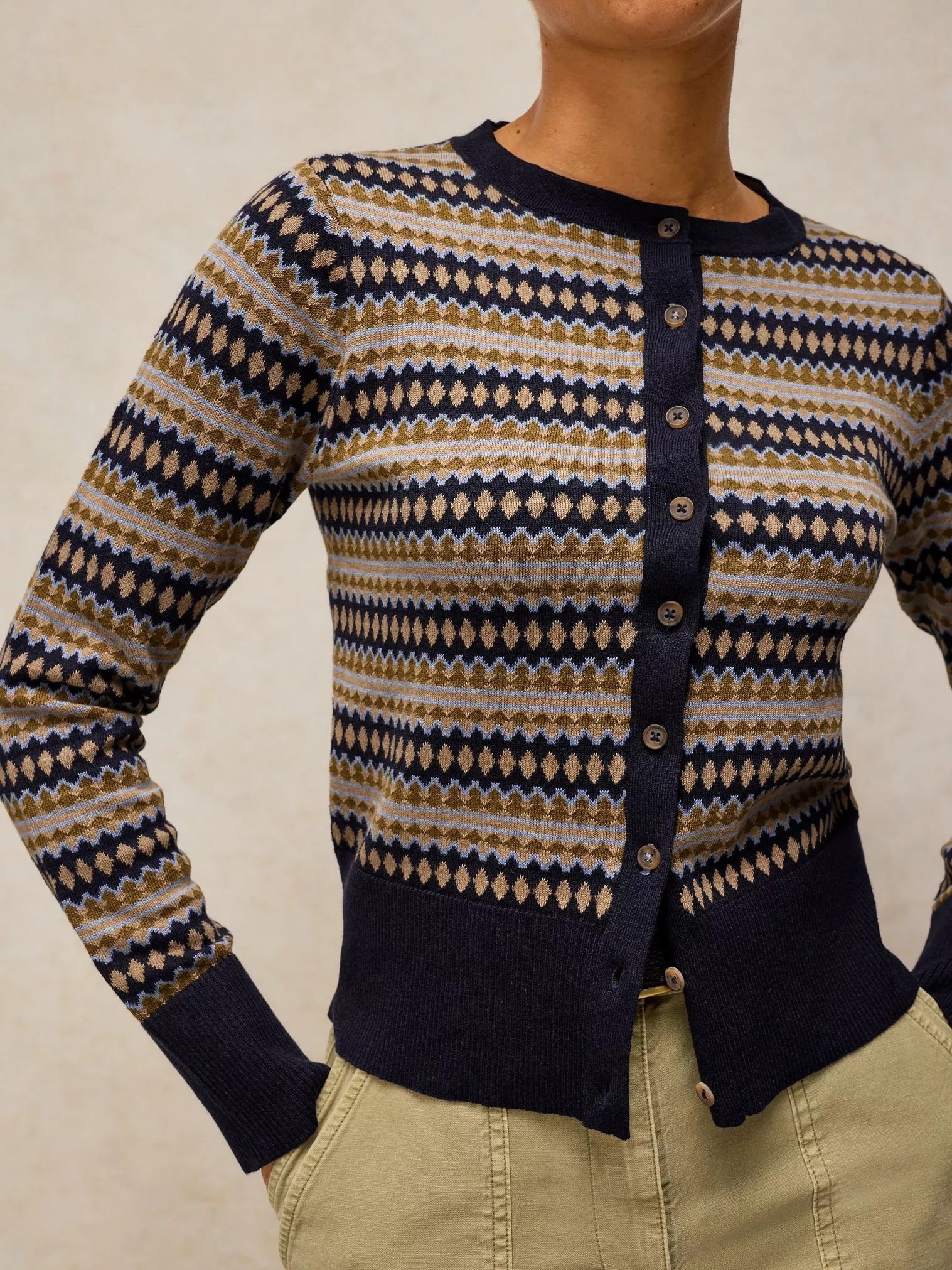 Lois Fairisle Cardigan - Navy Multi
