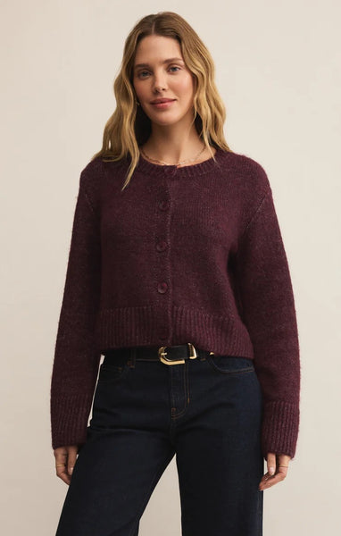 Breen Crop Cardigan - Merlot