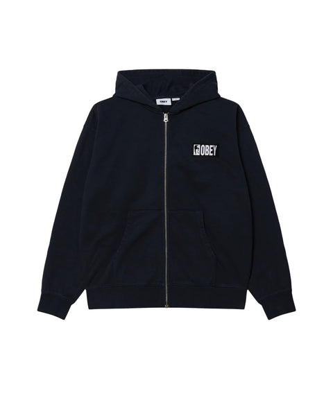 Margin Faded Zip Hood - Dark Navy