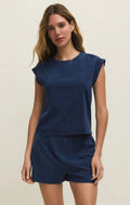 Camino Jersey Denim Top - Indigo