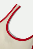 Ringer Organic A Tank - Off White/Crimson