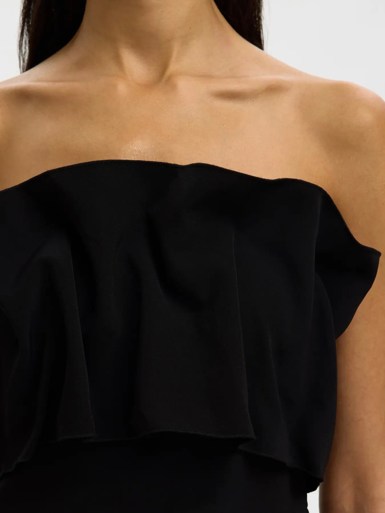 Vinelle Pleated Bandeau Top - Black