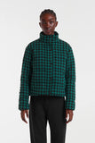 Black & Green Houndstooth Quilted Coat
