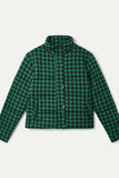 Black & Green Houndstooth Quilted Coat