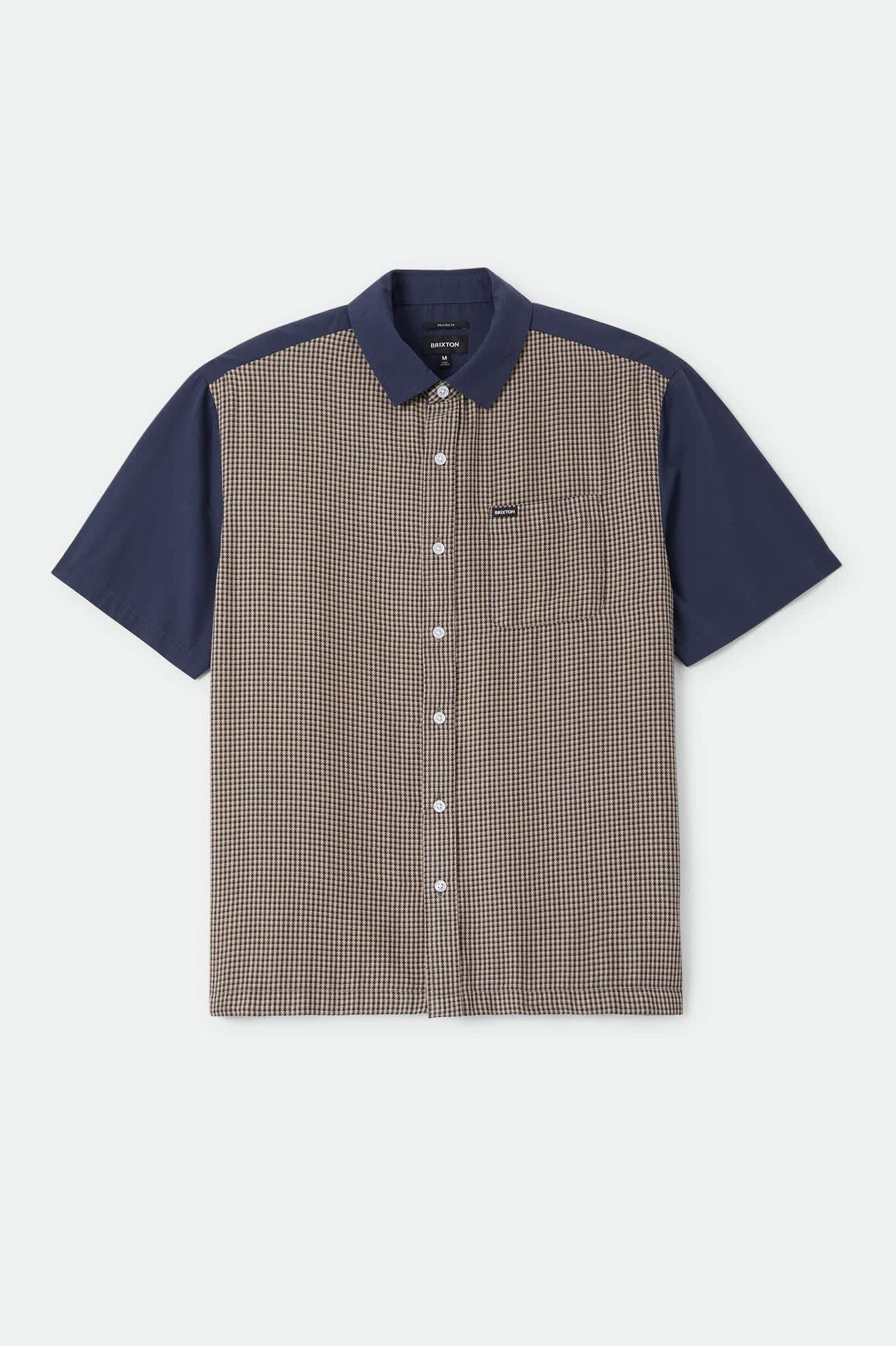 Cru Short Sleeve Woven - Classic Navy Colourblocked