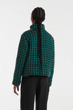 Black & Green Houndstooth Quilted Coat