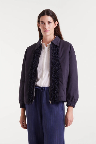 Navy Blue Ruffle Jacket