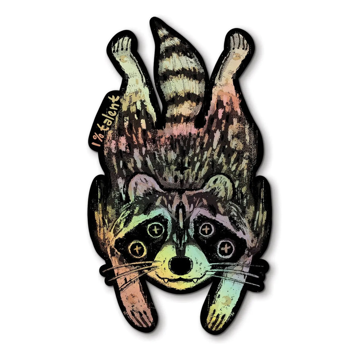 Holographic Flat Racoon Sticker