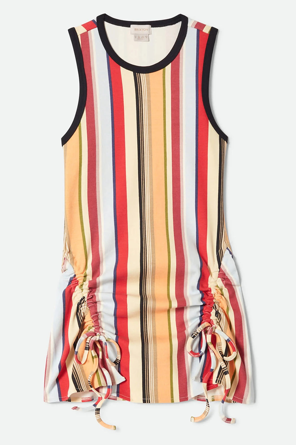 Ribbed Cinch Mini Dress - Peach Cobbler Multi