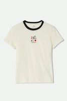 Aces Fitted Crew Tee - Off White/Black