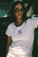 Aces Fitted Crew Tee - Off White/Black
