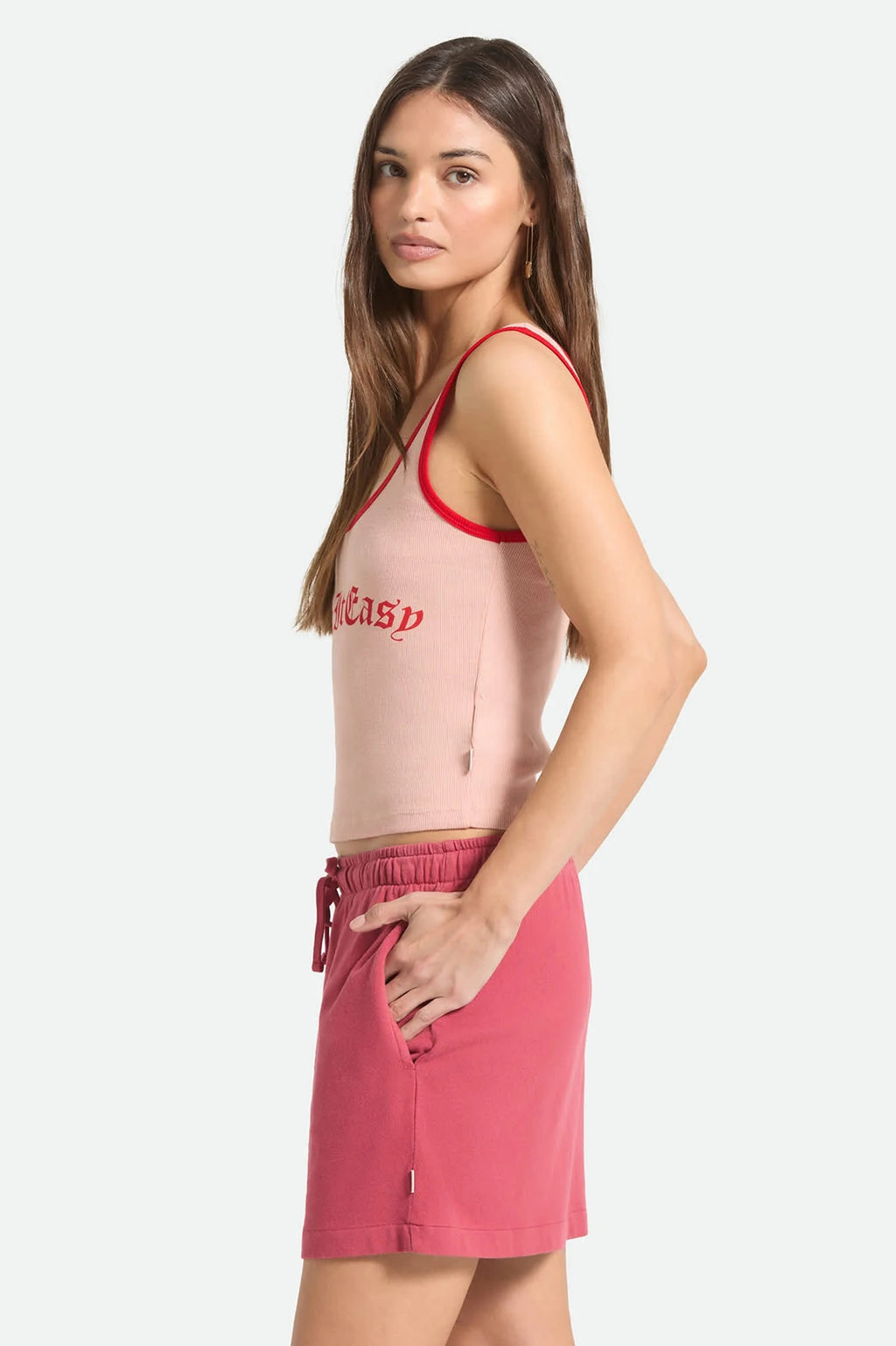 Take It Easy Ringer A Tank - Silver Pink