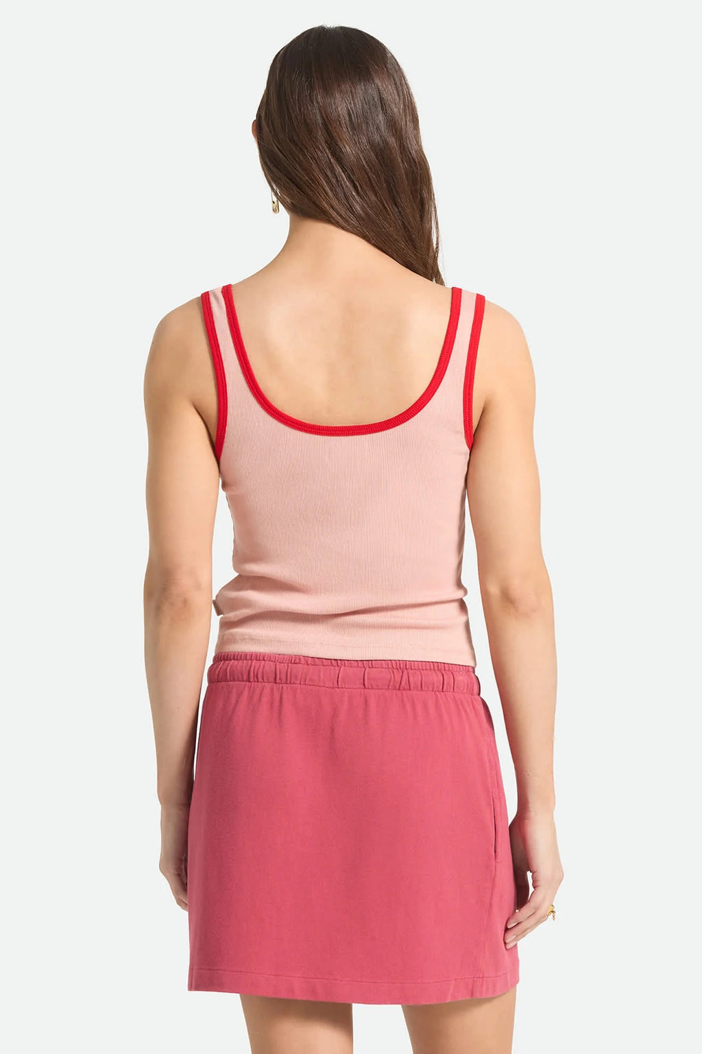 Take It Easy Ringer A Tank - Silver Pink