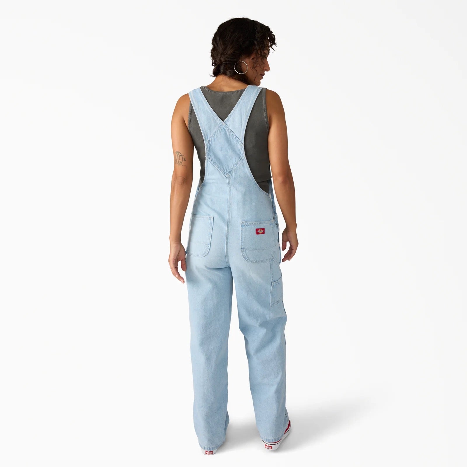 Loose Denim Bib Overalls - Fog Blue