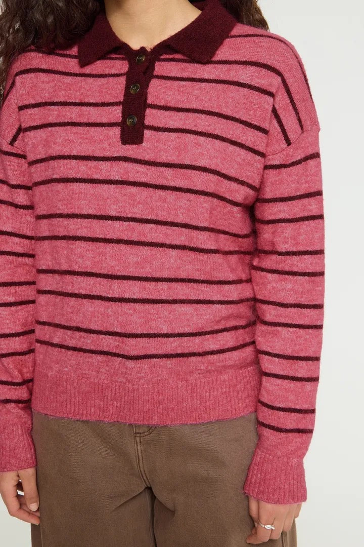 Sage Polo Sweater - Fruit Dove