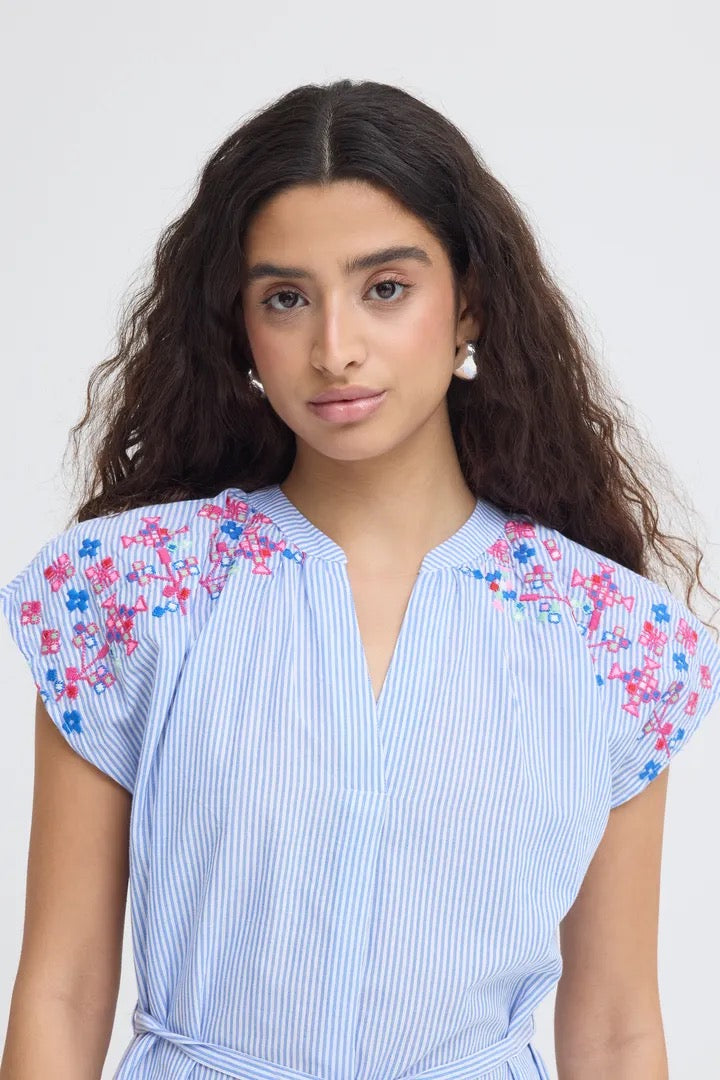 Kalthea Dress - Blue/White
