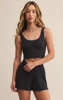 Zoe Rib Tank Bra - Black Sand