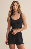 Zoe Rib Tank Bra - Black Sand