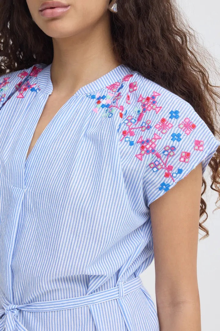 Kalthea Dress - Blue/White