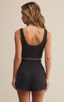 Zoe Rib Tank Bra - Black Sand