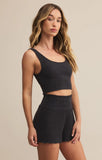 Zoe Rib Tank Bra - Black Sand