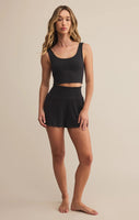 Zoe Rib Tank Bra - Black Sand