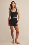 Zoe Rib Tank Bra - Black Sand