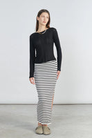Striped Slit Skirt
