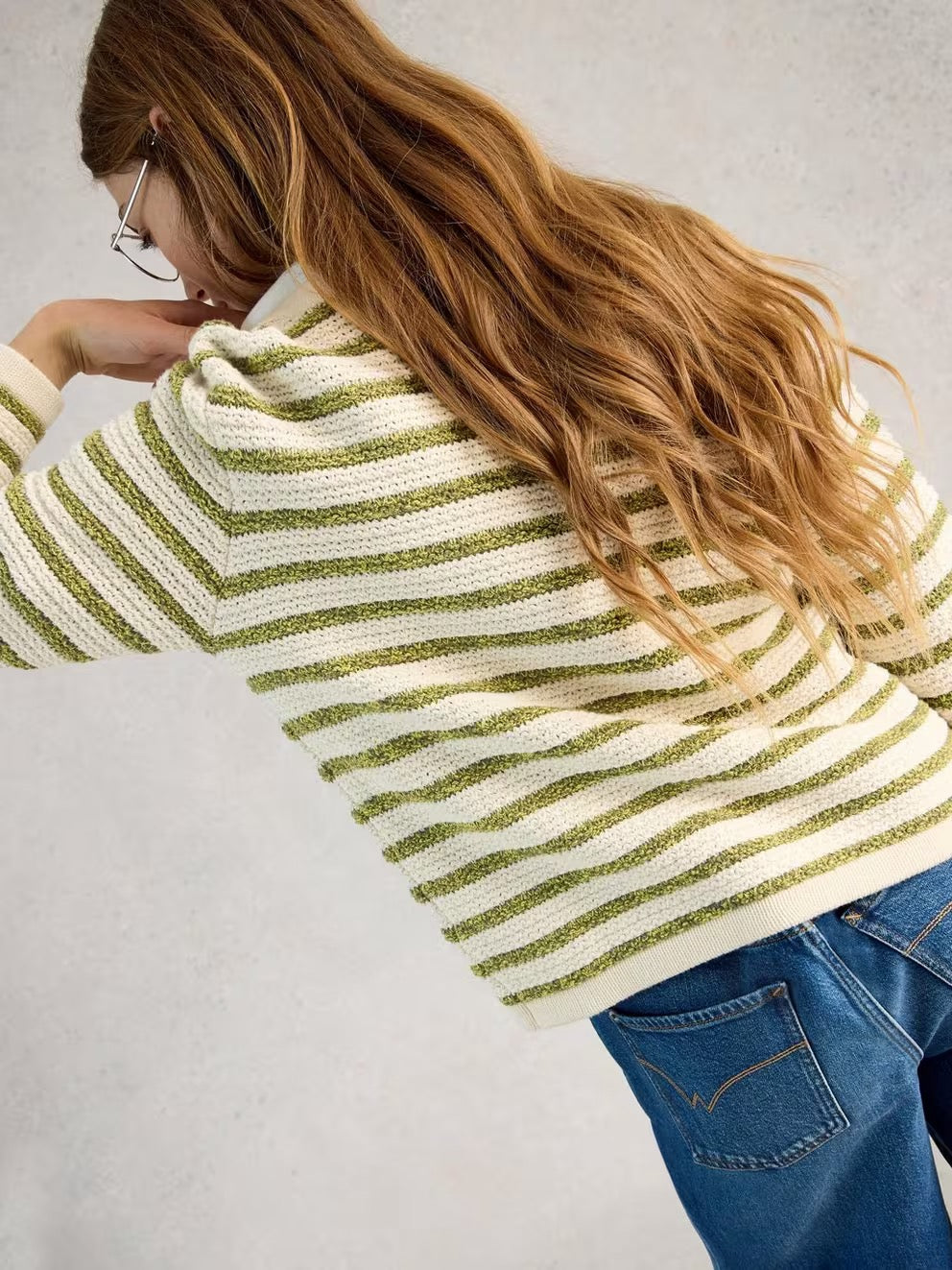 Belle Stripe Cardigan - Ivory Multi