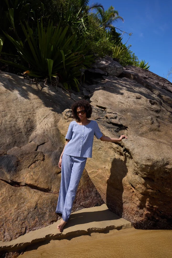Jilma Shirt - Sodalite Blue/White Check