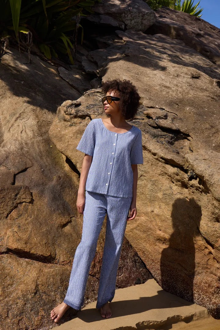 Jilma Shirt - Sodalite Blue/White Check